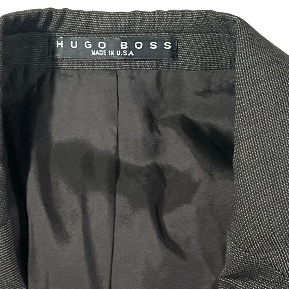 Hugo Boss Blazer Mens 42R Gray Pinpoint Super 100 Wool 3-Button Suit Coat Jacket